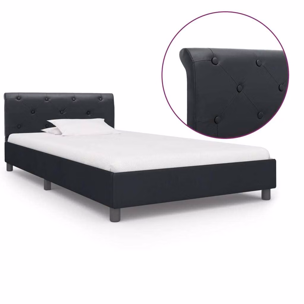 The Living Store Struttura letto in ecopelle nera 100 × 200 cm