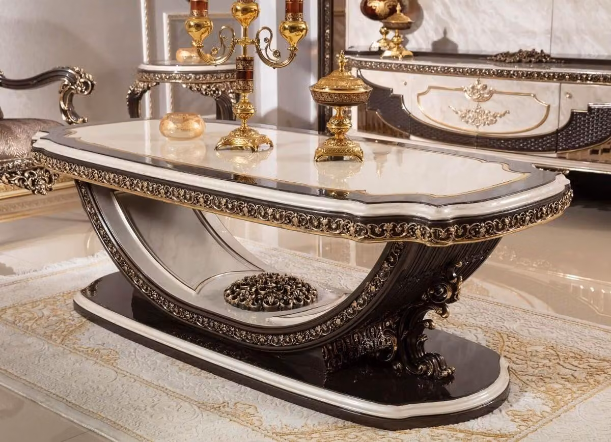 Casa Padrino Tavolino barocco crema / marrone scuro / oro 168 cm