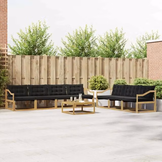 Set di divani da esterno 8 pz Bianco e nero 3388502