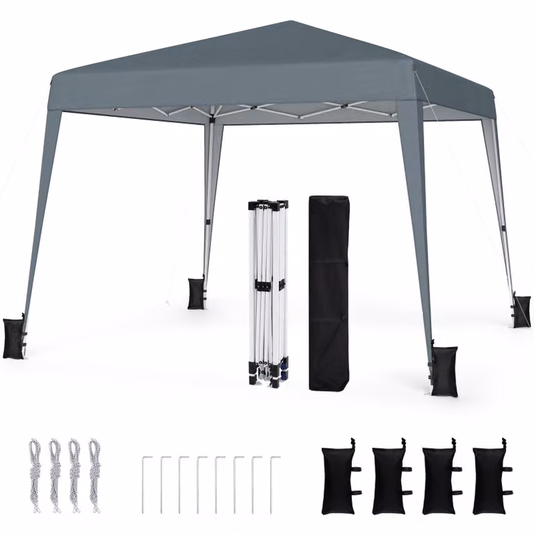 Gazebo pop-up COSTWAY 3x3 m, gazebo pieghevole regolabile in altezza, gazebo da giardino idrorepellente e trasportabile, tenda da giardino con protezione solare e borsa per il trasporto, grigio