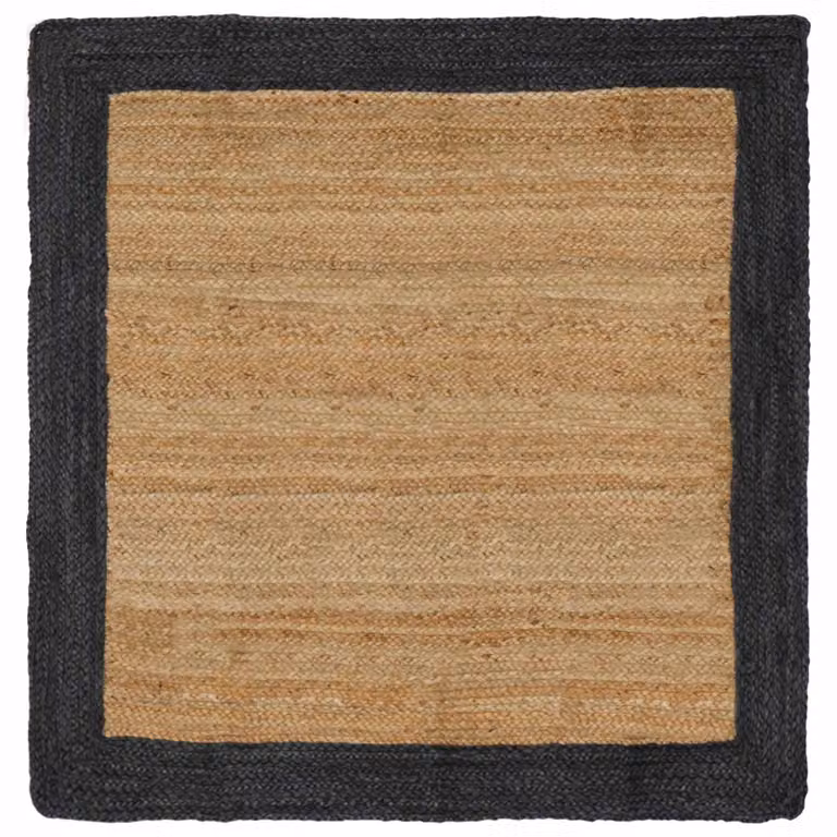 Tappeto da area quadrato in juta vidaXL, moderno e lavabile, Grigio e Beige, L 120 x L 120 cm