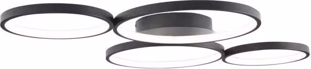 Plafoniera moderna nera 4 anelli LED 67W 3000K Maxlight