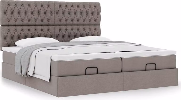 Struttura Letto Pouf con Materassi Tortora 180x200cm in Tessuto