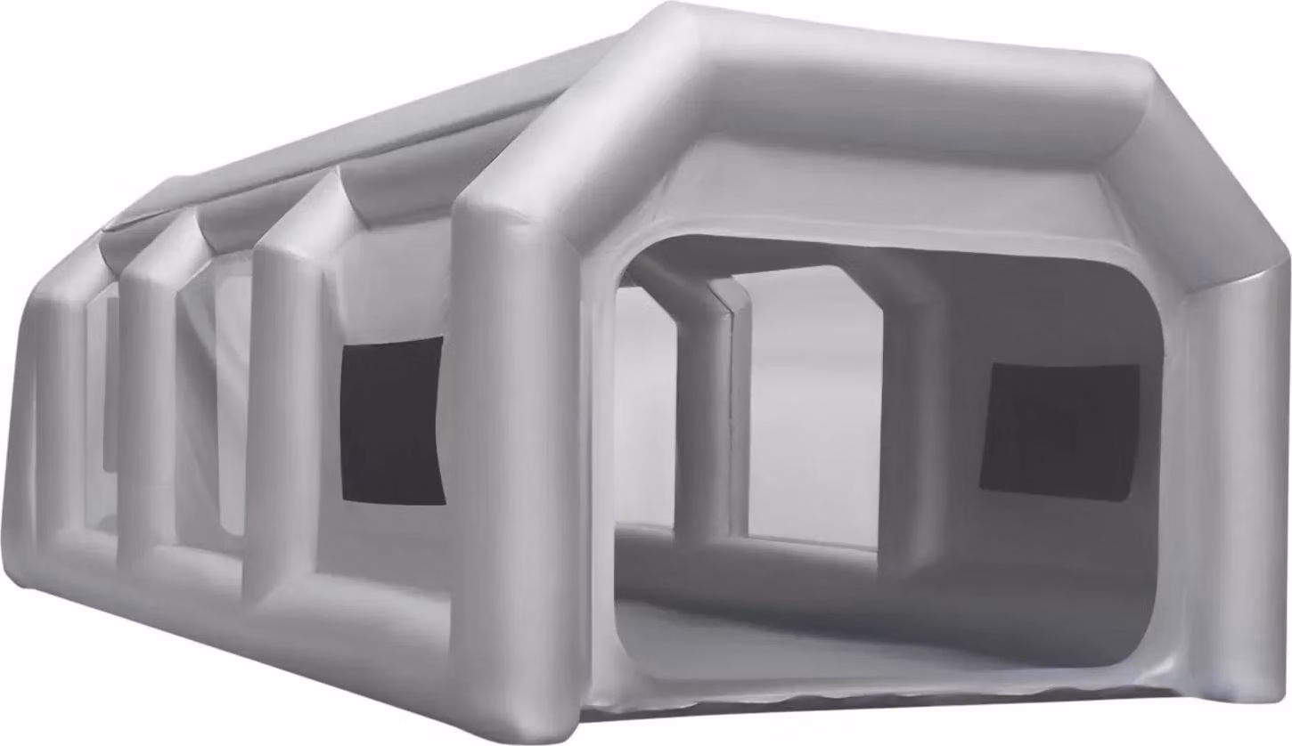 Cabina di verniciatura portatile gonfiabile, tenda rettangolare 4x2,5x2,2 m, migliorata, grigio chiaro
