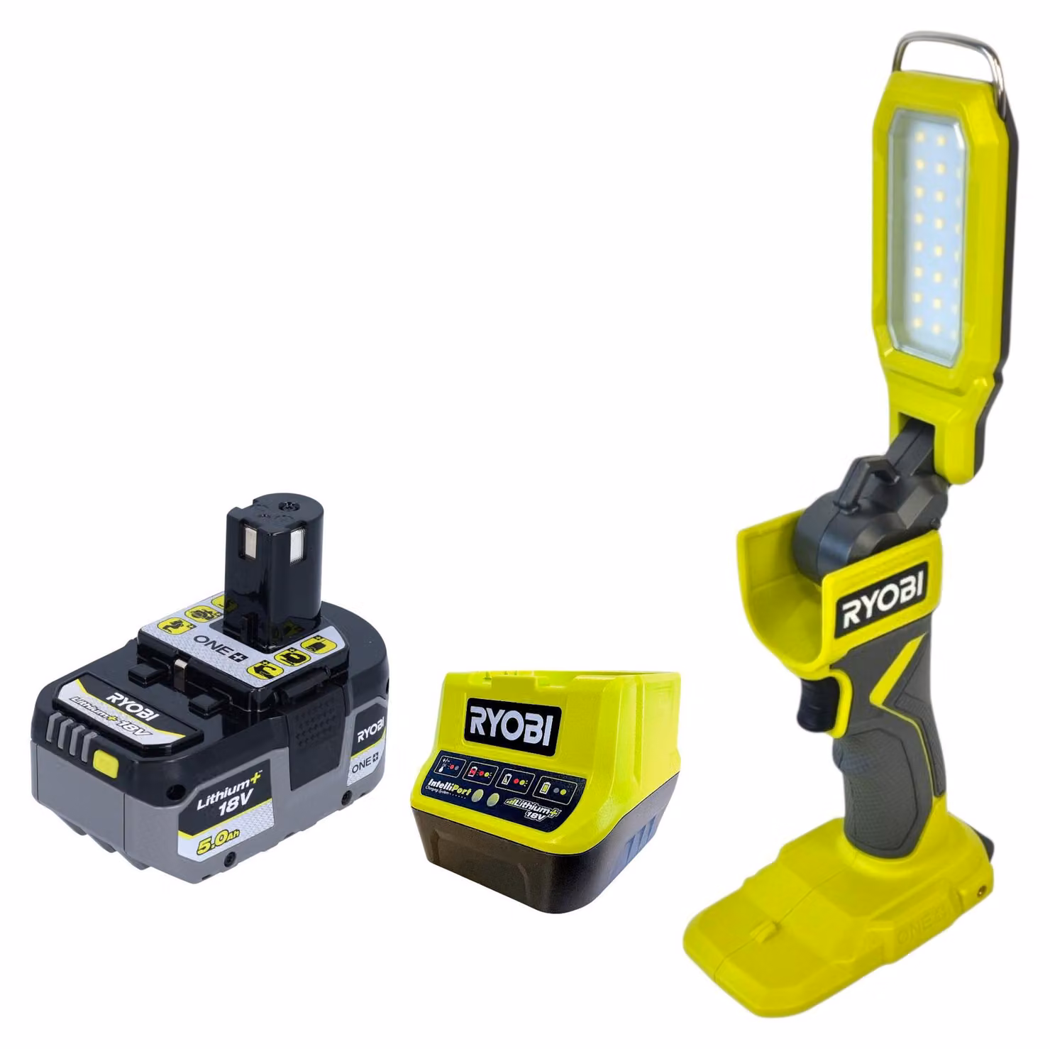 Lampada da cantiere a batteria RYOBI RSL18-0 18 V 800 lumen + 1x batteria 5,0 Ah + caricabatterie