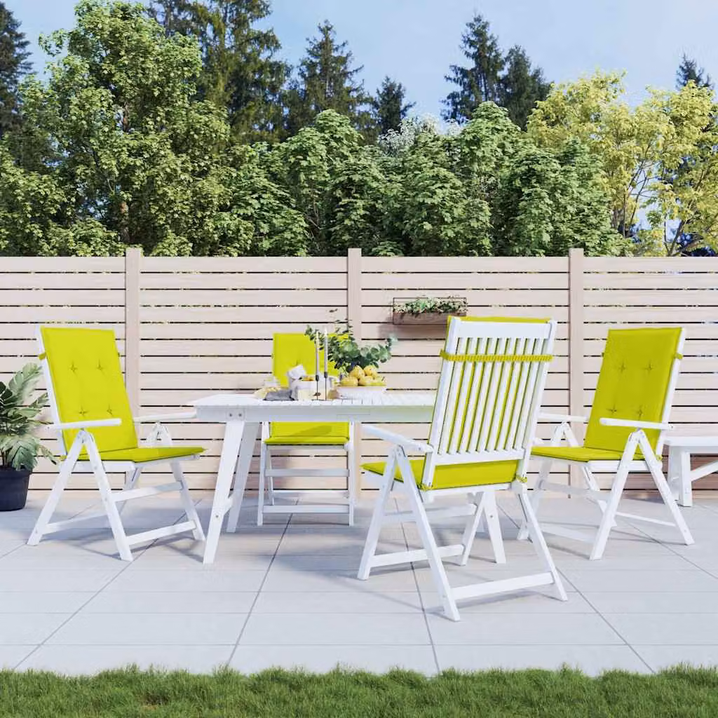 Set di 4 cuscini per sedie vidaXL in tessuto verde, impermeabili e resistenti ai raggi UV, L 120 cm x P 50 cm x H 3 cm