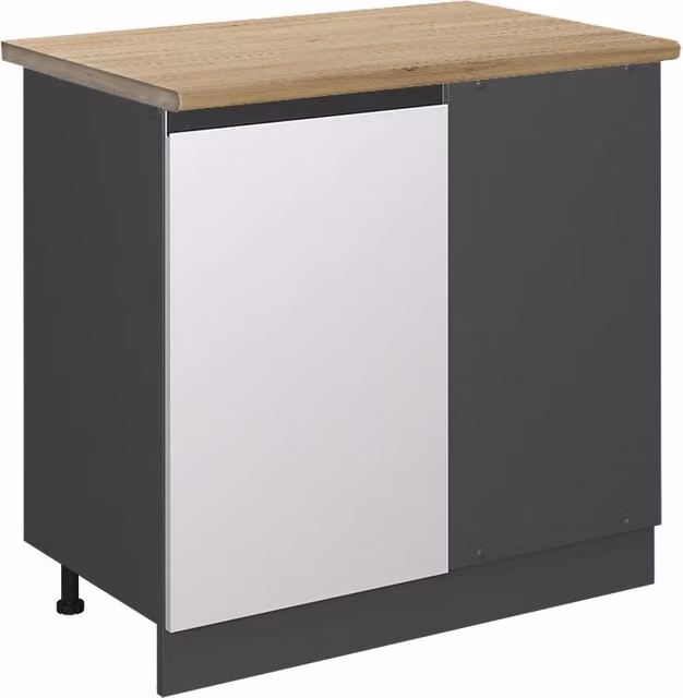 Mobile ad angolo cucina R-Line Bianco/Antracite 86 cm J-Shape, PL Rovere Vicco