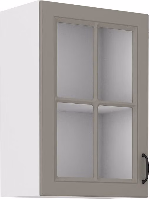 Armadietto superiore vetrato SOPHIA - larghezza 40 cm, grigio chiaro / bianco