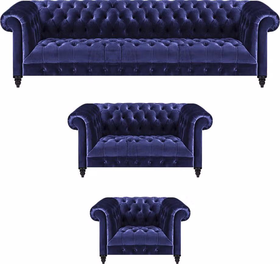 Garnitur 3tlg Sofas Set Polster Sofa Couch Chesterfield Sessel Wohnzimmer 4+2+1