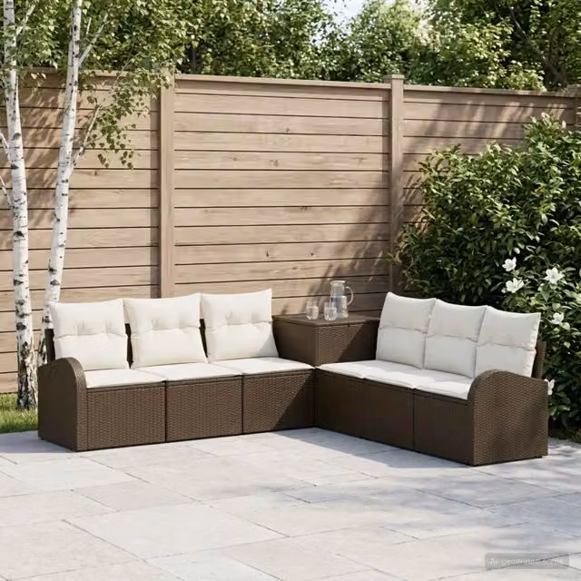 Set di divani 7 pz Marrone e Bianco Crema 124 x 62 x 69 cm 3448700