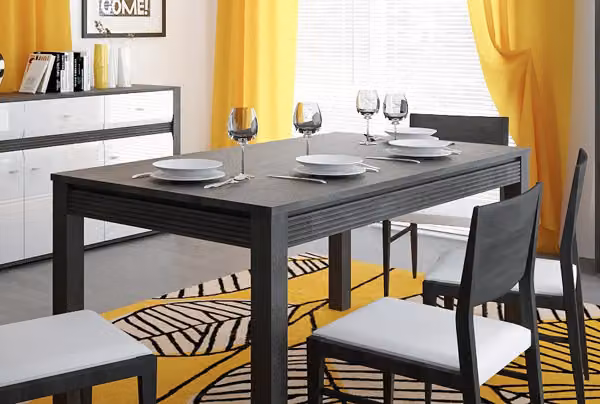 Tavolo da pranzo Tavolo da cucina in pino nero 160-200x90cm