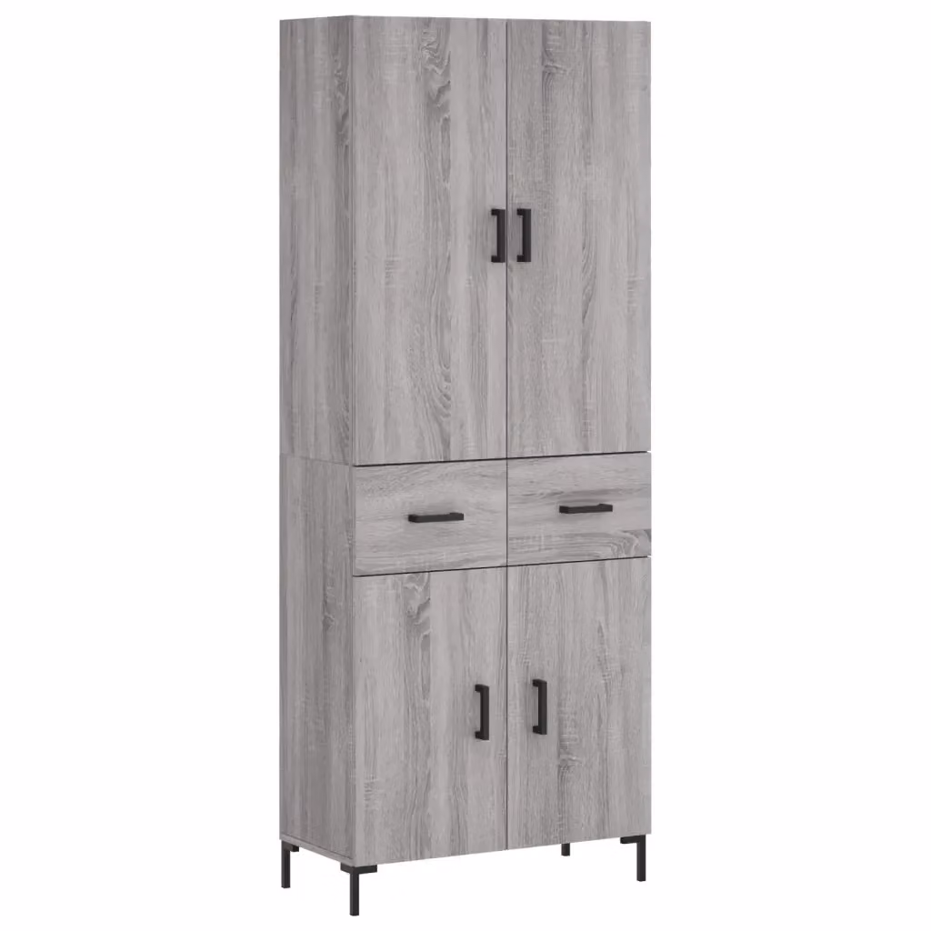 Credenza moderna vidaXL in legno e metallo, colore grigio, L: 69,5 cm, P: 34 cm, H: 180 cm – 2