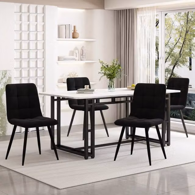 Set tavolo da pranzo 140x80 cm moderno; MDF; nero