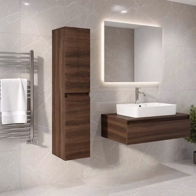 Colonna bagno sospesa mod. LOFT cm. 130 - Noce Scuro