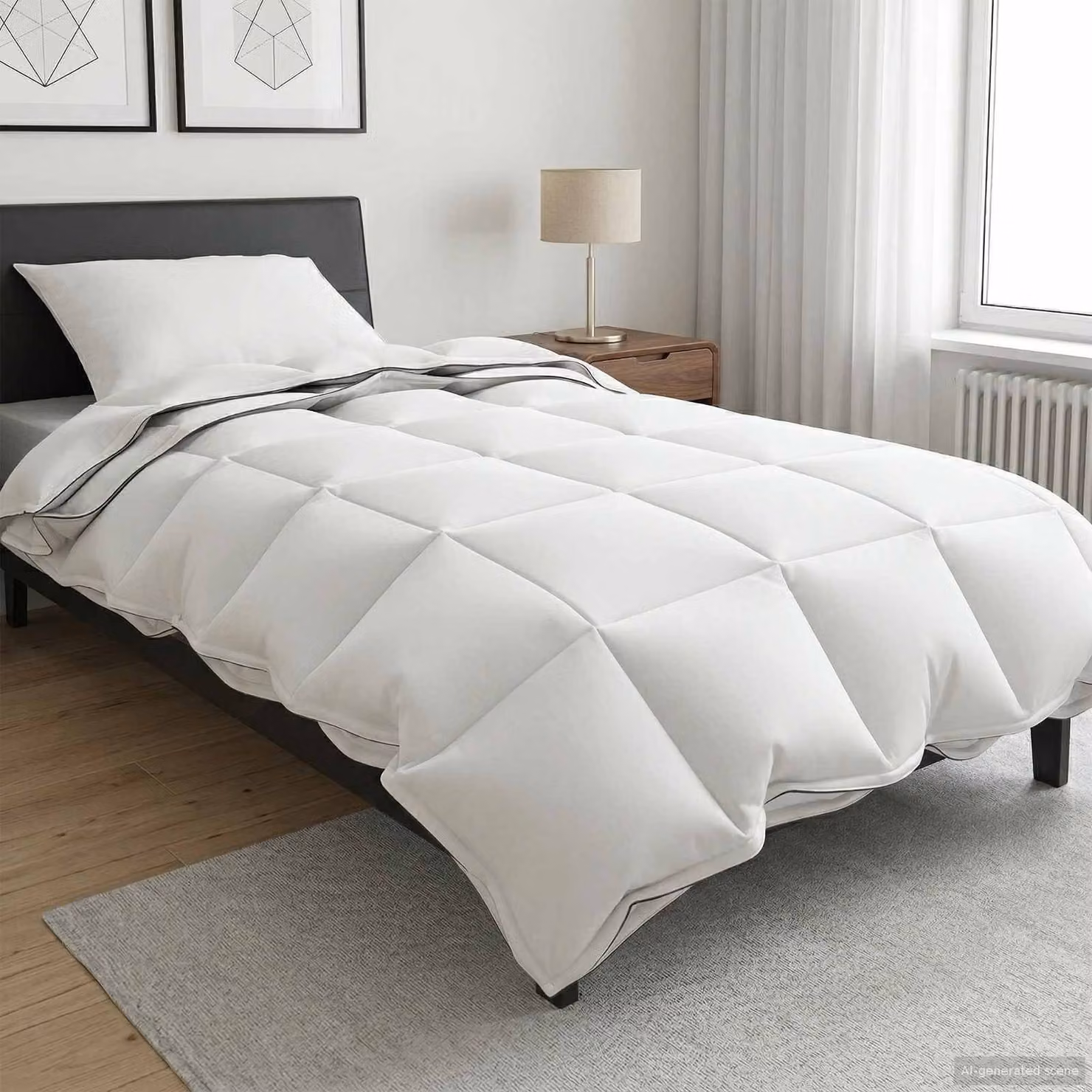 Piumone vidaXL in 100% cotone traspirante, bianco, L 155 x P 200 cm