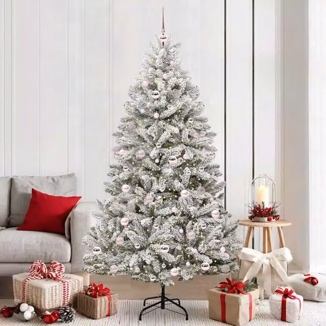 Albero di Natale artificiale moderno vidaXL verde con 300 LED bianco caldo, Altezza: 210 cm – 1