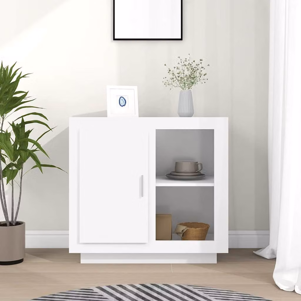 Credenza bianca vidaXL in legno e MDF per soggiorno o camera da letto L: 80 cm, P: 40 cm, H: 75 cm