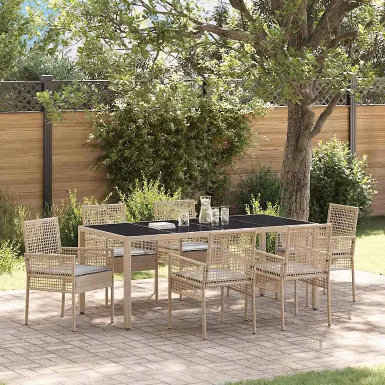 Maison Exclusive - Set da Pranzo per Giardino 7 pcs Beige polyrattan
