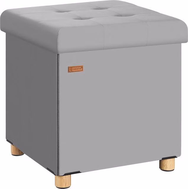 Sgabello pieghevole Casaria in velluto grigio con struttura in legno L: 38 cm, P: 38 cm, H: 42 cm