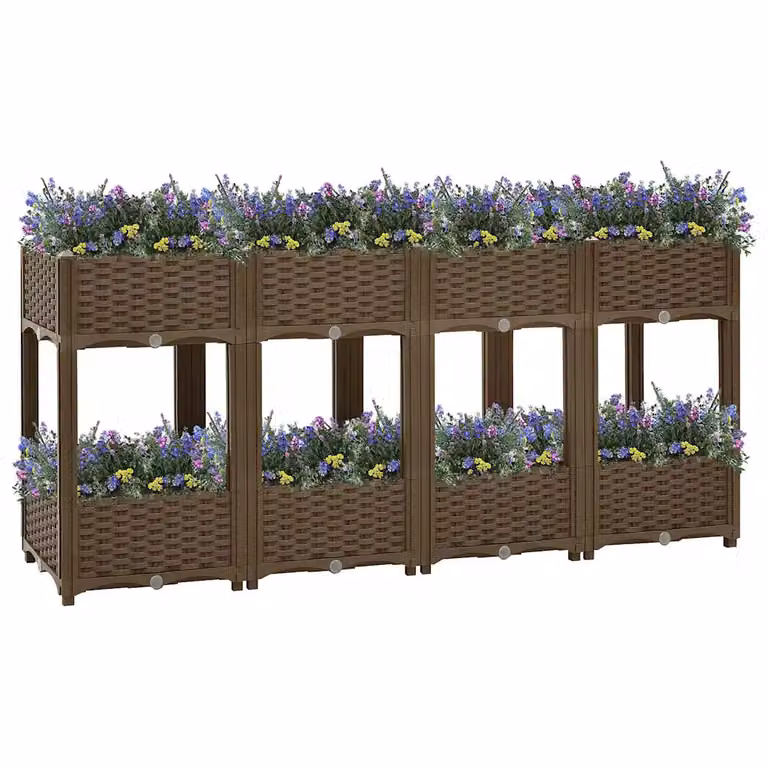 vidaXL Fioriera Rialzata in Plastica WPC Marrone L: 160 cm, P: 40 cm, H: 71 cm