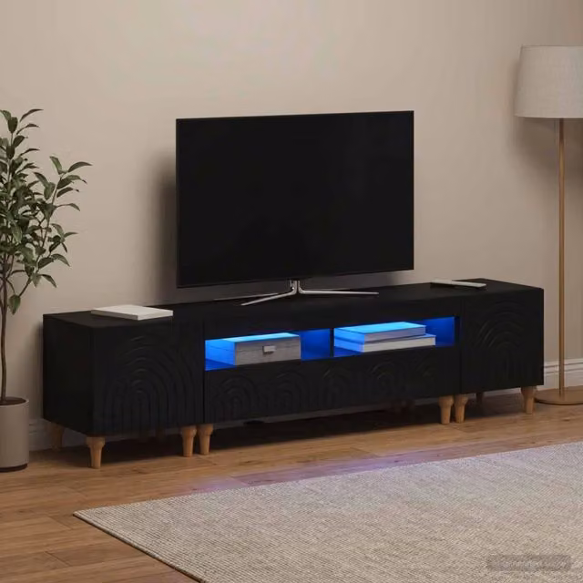Mobile TV LED a 3 pezzi Nero Legno ingegnerizzato 3416495