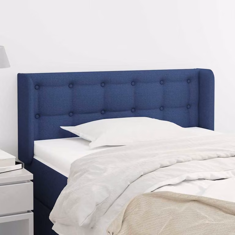 Testiera ad orecchio vidaXL in tessuto blu con struttura in legno e pannello imbottito L: 93 cm, P: 16 cm, H: 78-88 cm