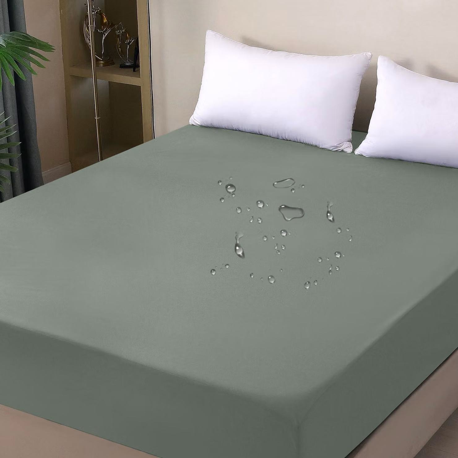 Coprimaterasso 90x200 cm, impermeabile, traspirante, lenzuolo con angoli, verde