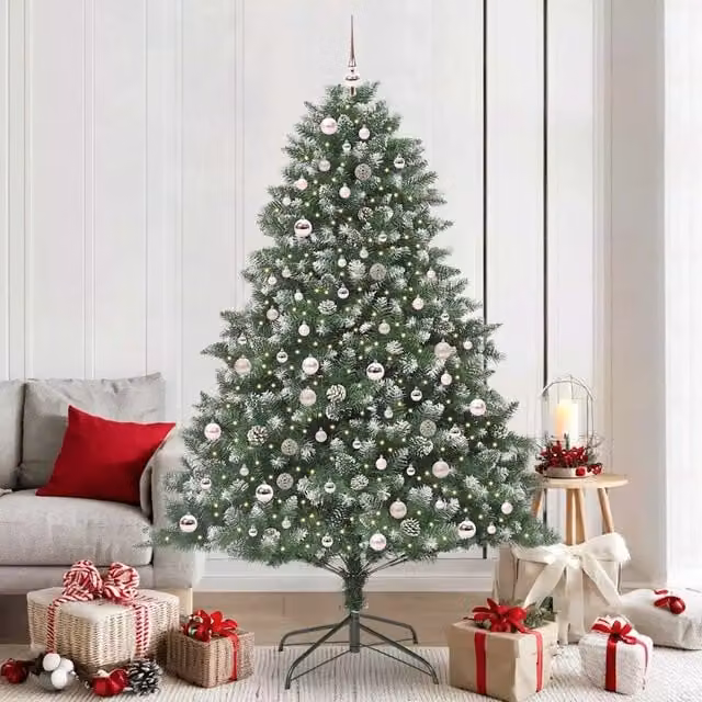 Albero di Natale artificiale verde con luci LED warm white vidaXL Altezza: 210 cm – 1