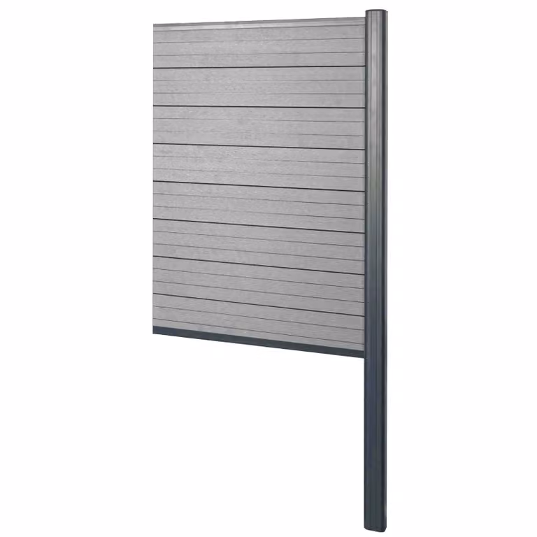 Schermo frangivista in WPC Savoie, recinzione frangivento, pali in alluminio da cementare ~ Elemento di prolunga stretto, 95 cm, grigio