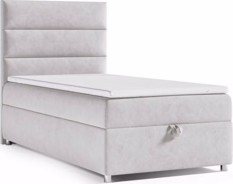 Best for Home Letto boxspring con contenitore Trinity K4-SINGLE 90x200 Materasso a molle Bonell incl. topper - Argento