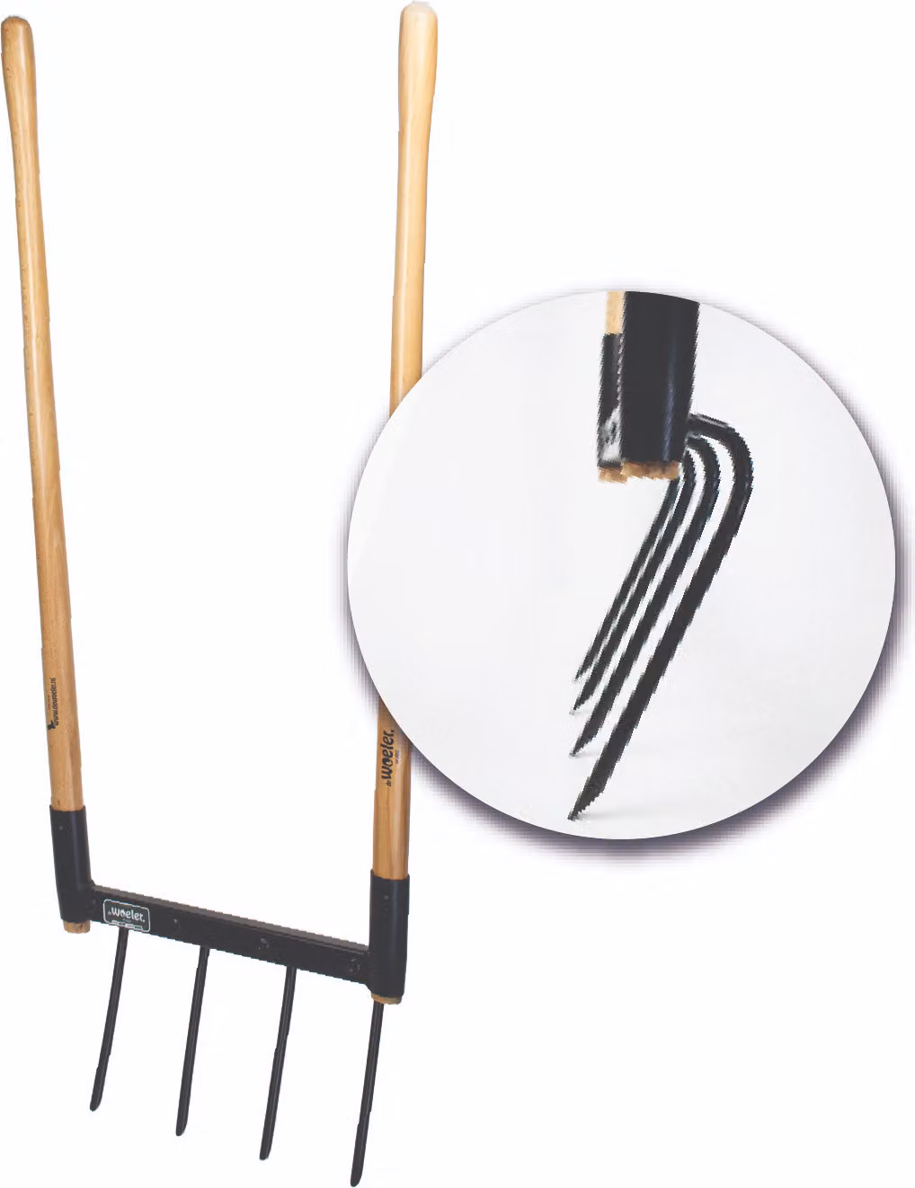 De Woeler DW4 Forca da giardino - Attrezzi da giardino - Vanga ergonomica - Manici in legno - Acciaio inossidabile - 34 cm
