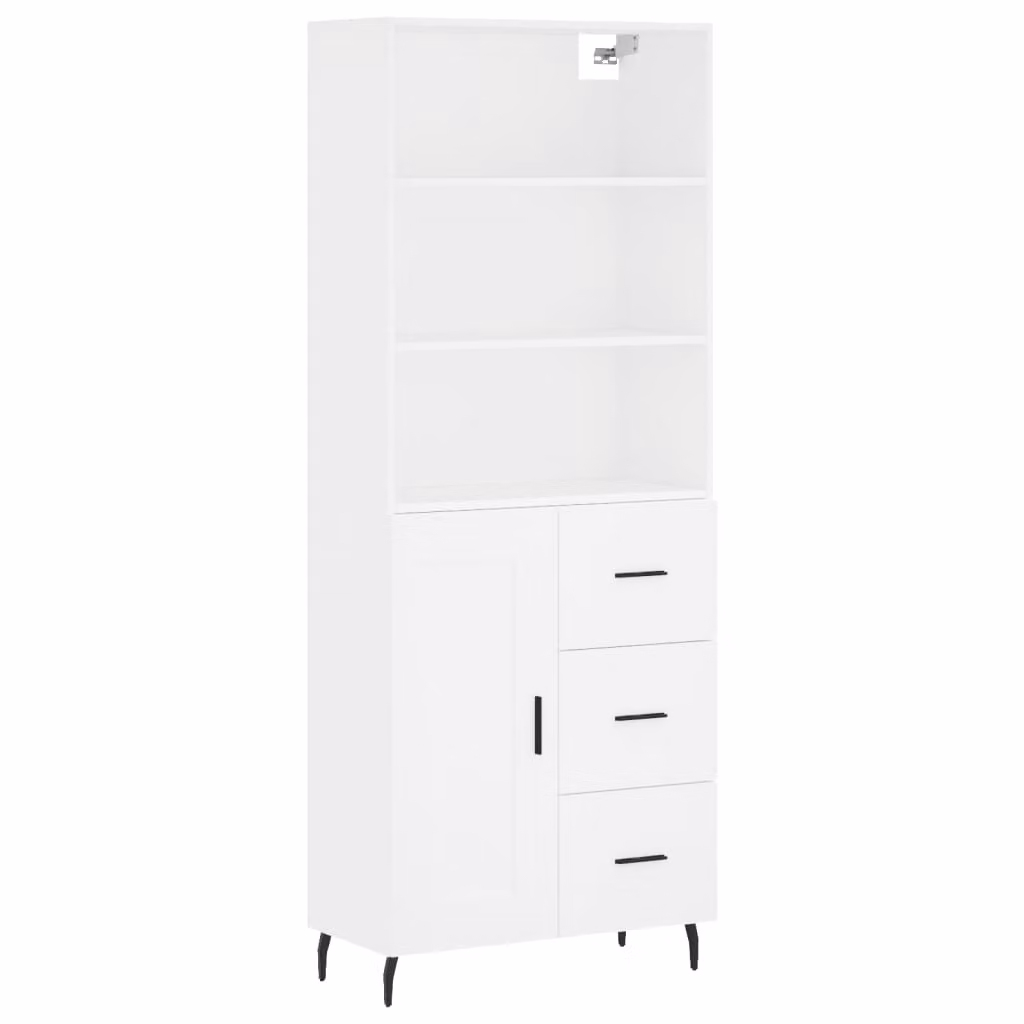 Credenza Bianca 69,5x34x180 cm in Legno Multistrato