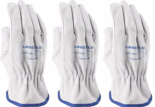 Guanti in pelle pieno fiore e crosta mod.G016/10R taglia 8 bianco Lavoro