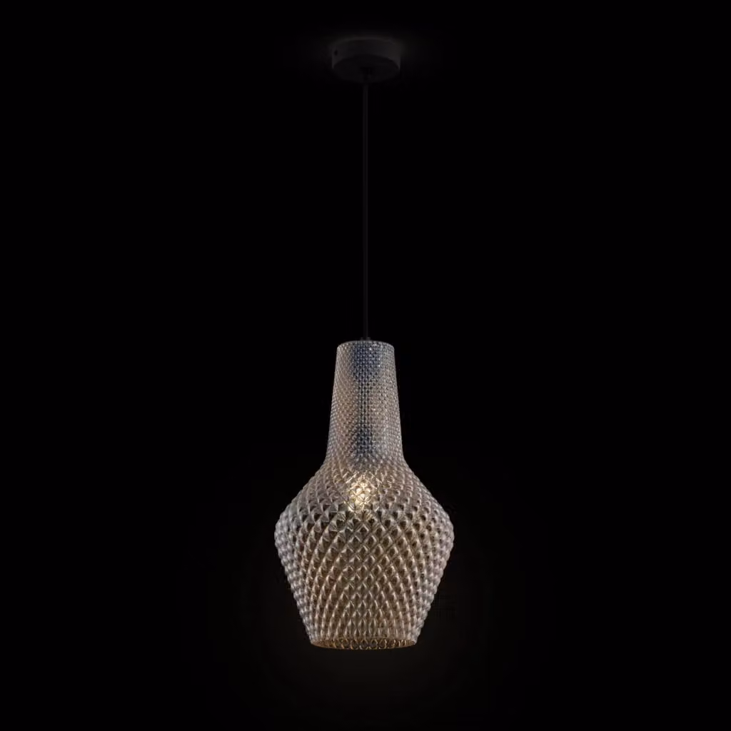 Lampada a sospensione Tommy Giordanoshop in metallo e vetro nero e marrone con diffusore trasparente, altezza regolabile – 2