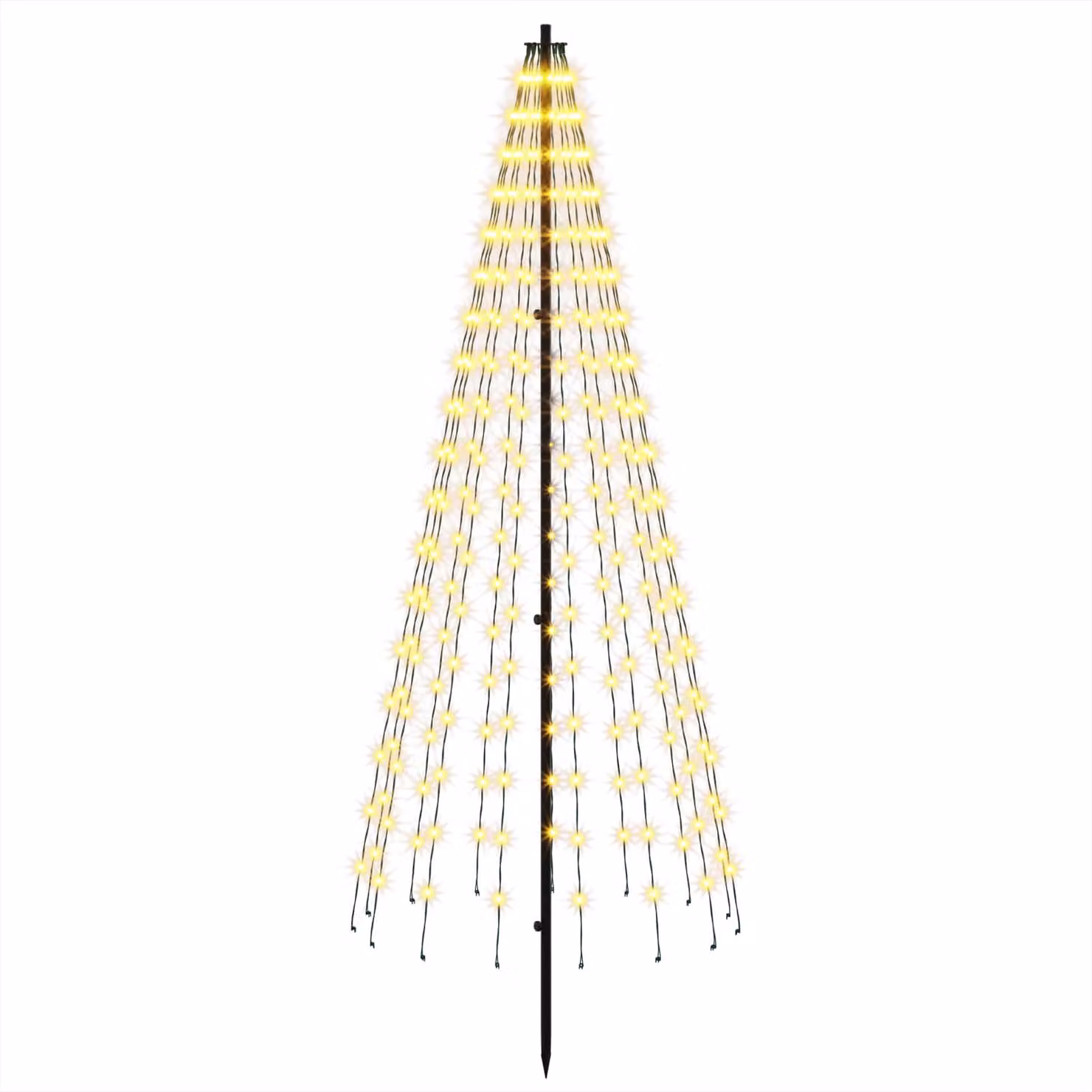 Albero di Natale a LED, 165 cm, 270 LED, luce bianca calda, struttura in ferro, colore nero