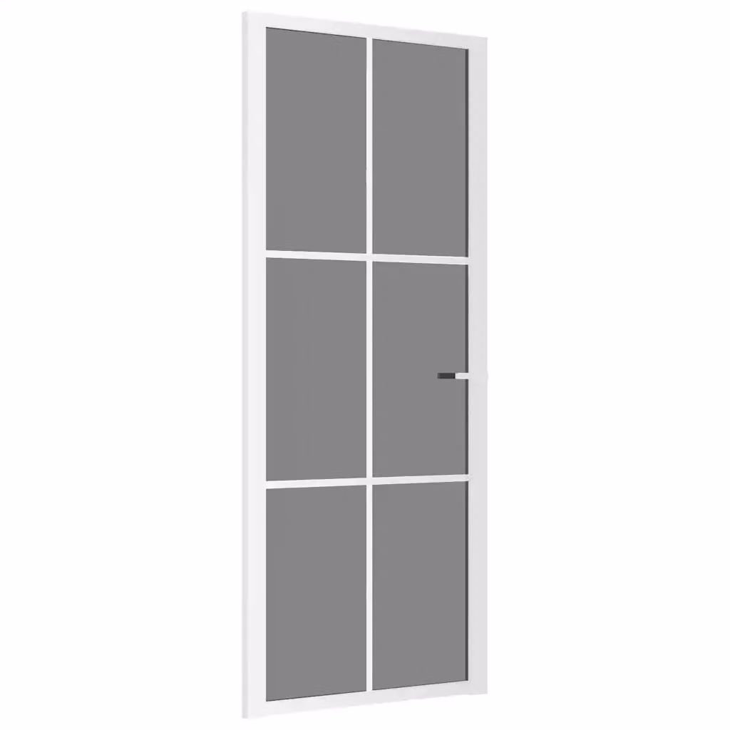 Porta Interna Scorrevole vidaXL in Vetro Trasparente e Alluminio, Bianca, L: 83 cm, H: 201,5 cm – 2