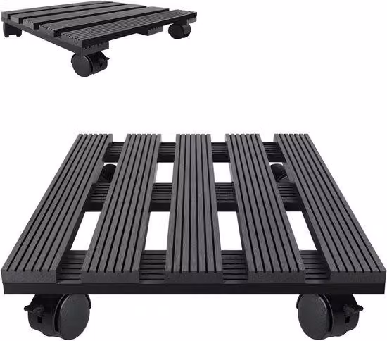 Set di carrelli da giardino con 2 carrelli per fiori dotati di barre di supporto e ruote girevoli a 360°; pallet di trasporto per piante; carrello per vasi da fiori per lavori di giardinaggio con elevata capacità di carico (griglia nera)