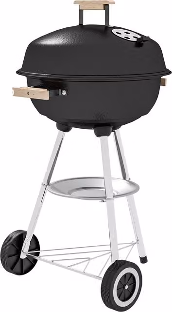 Barbecue a carbonella Outsunny con griglia in acciaio inossidabile, coperchio, prese d'aria e ruote, nero – 1