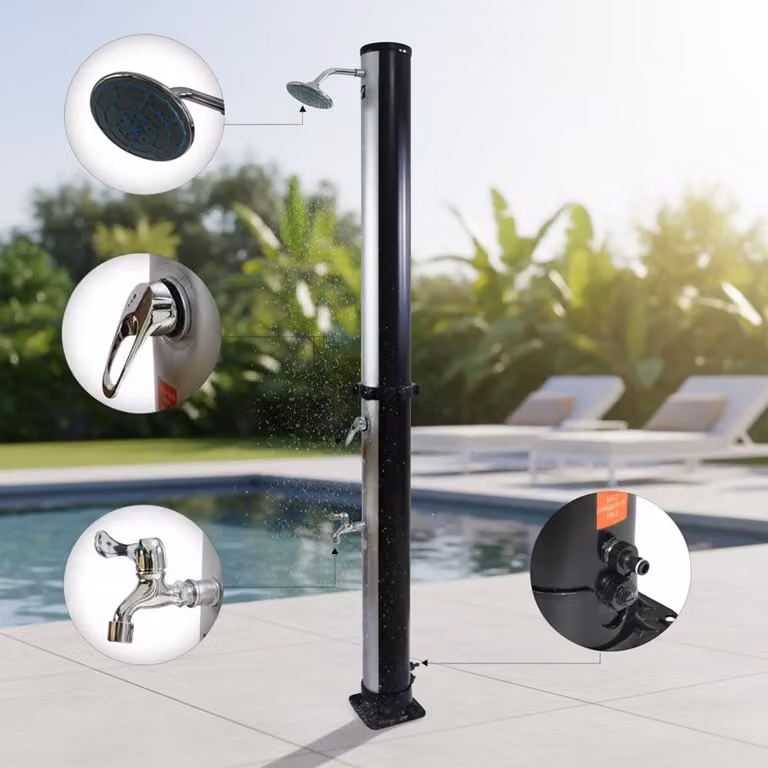Doccia solare 20L argento Doccia da giardino Doccia per piedi Camping Piscina Doccia a pioggia Outdoor