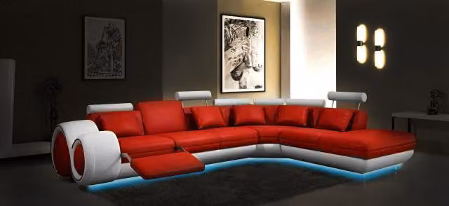 LEDERSOFA mit USB LEDERCOUCH GARNITUR SOFA COUCH WOHNLANDSCHAFT Berlin