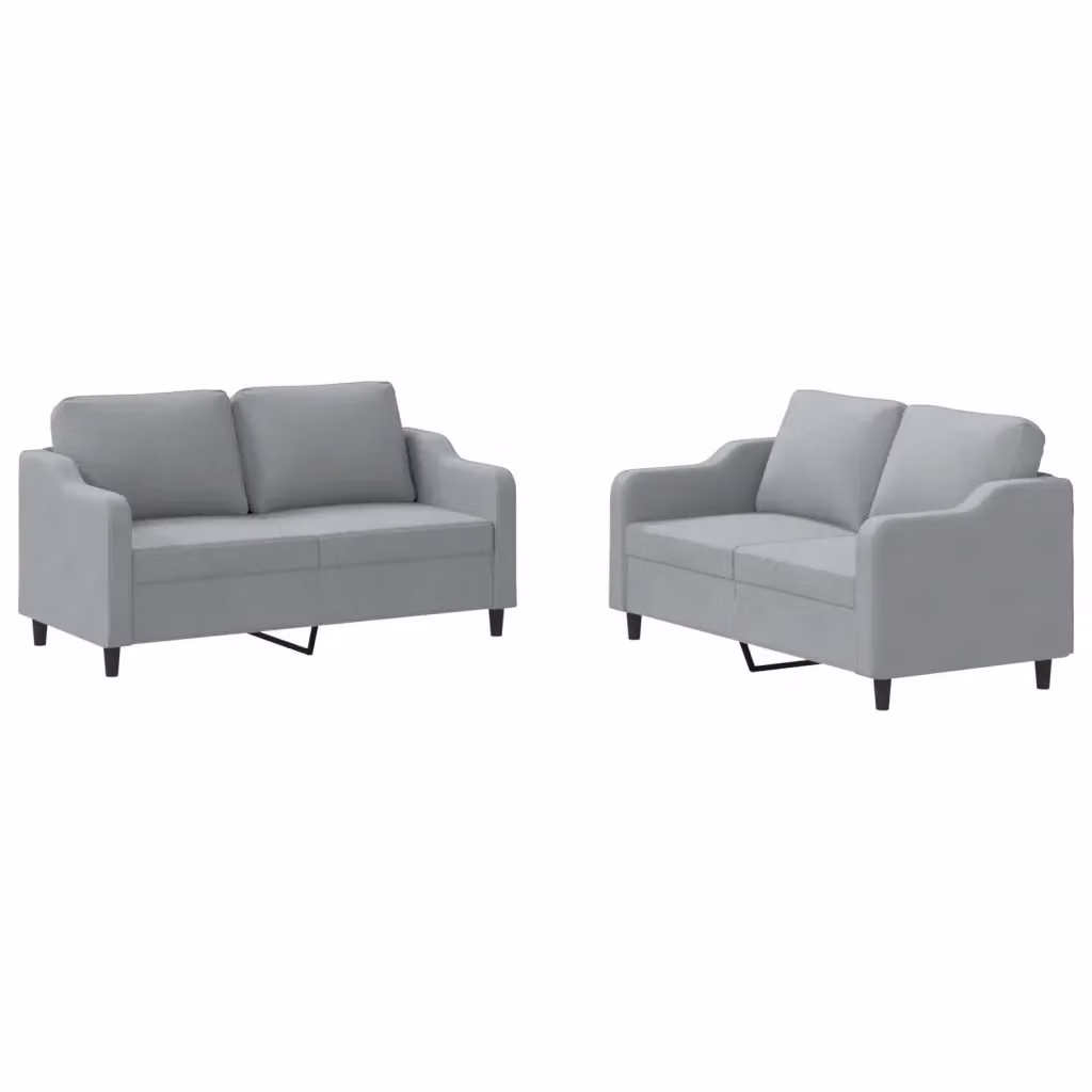 vidaXL Set di 2 Divani Moderni in Tessuto Grigio con Cuscini e Struttura in Metallo e MDF – 2
