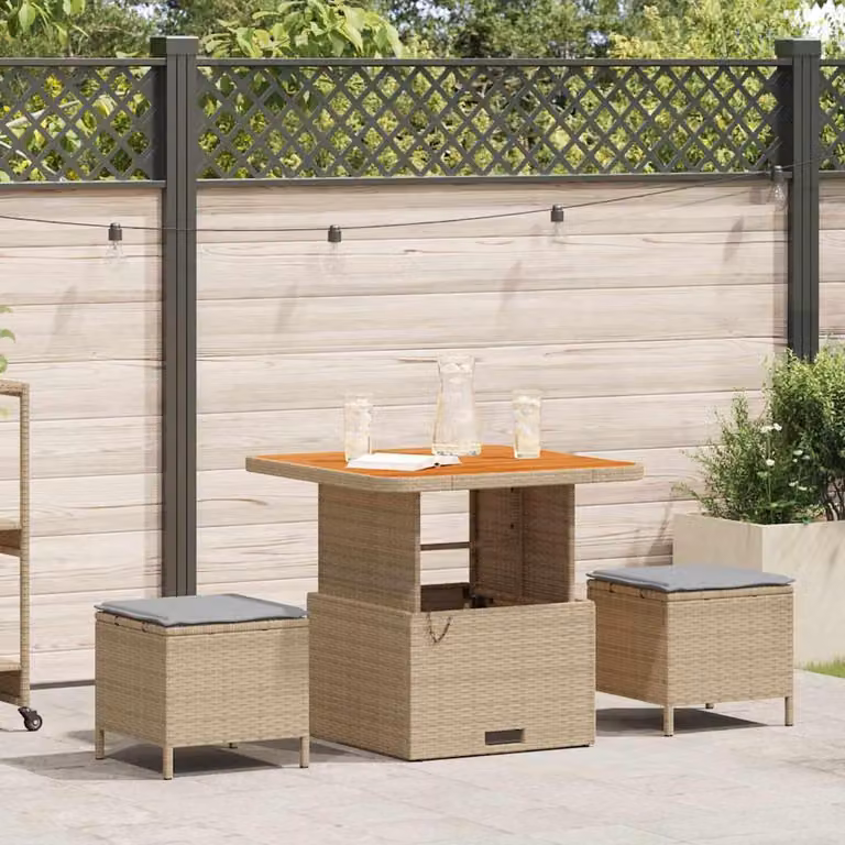 Maison Exclusive - Set da giardino per esterni, composto da 3 pezzi, in rattan sintetico beige