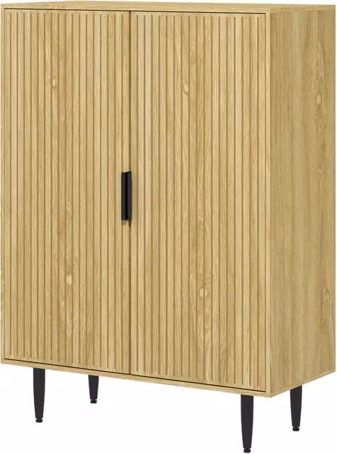 Scarpiera Moderna GIORDANOSHOP con Ante a Battente in Legno e Metallo, Colore Marrone, L 80 cm x P 38 cm x H 110 cm