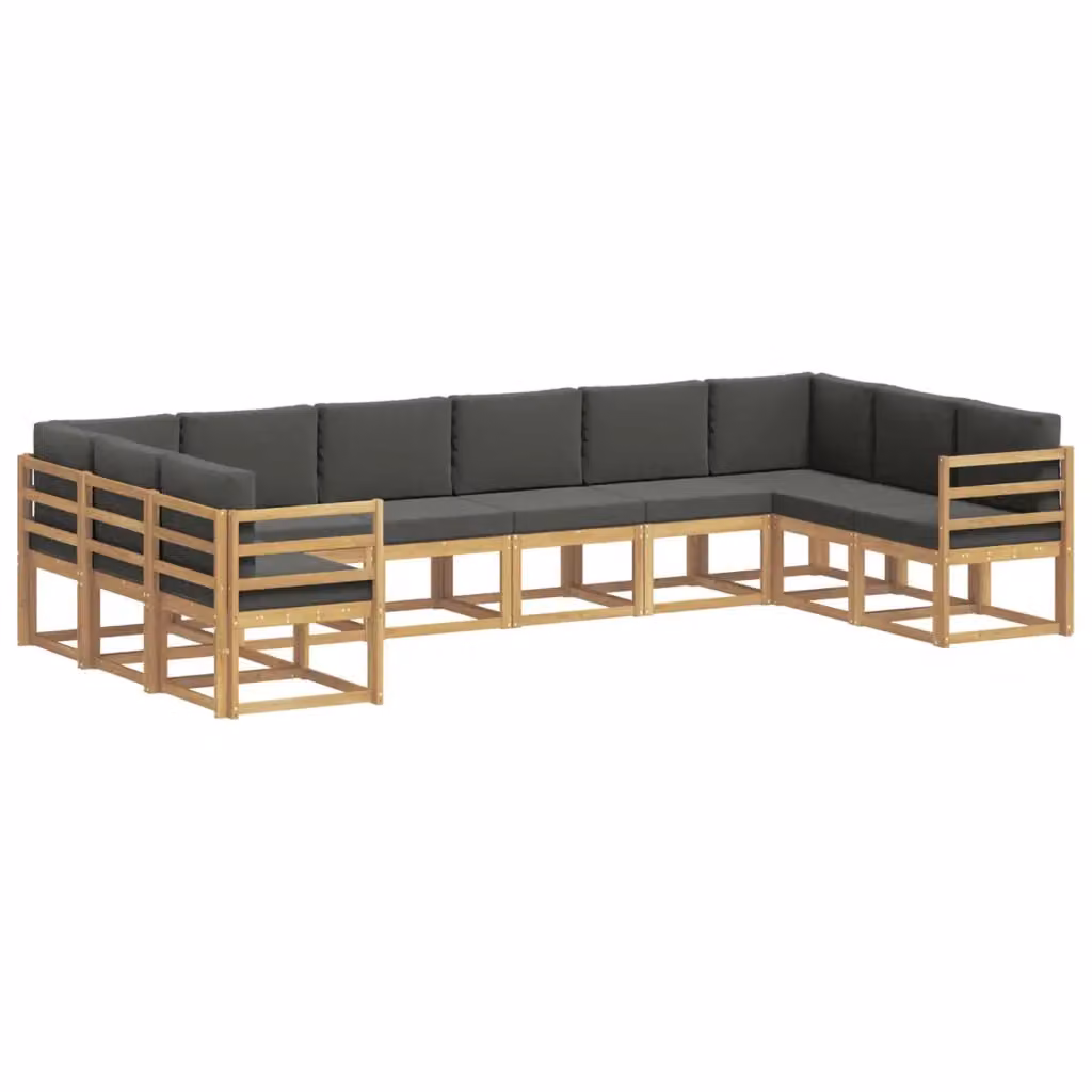 Set di divani da esterno a L vidaXL in legno di acacia con cuscini Bianco e Antracite – 2