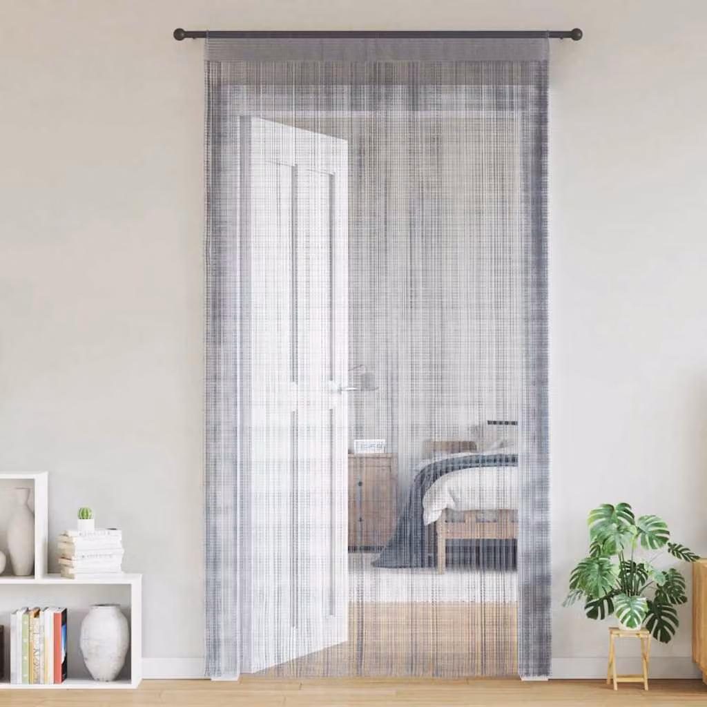 Set di 2 tende semitrasparenti vidaXL in poliestere, colore grigio, L: 100 cm, H: 250 cm