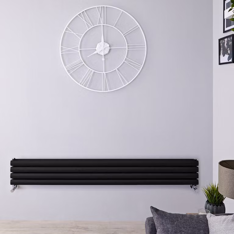Radiatore di Design Orizzontale - Pannello Doppio - 236mm x 1600mm - Nero - Revive