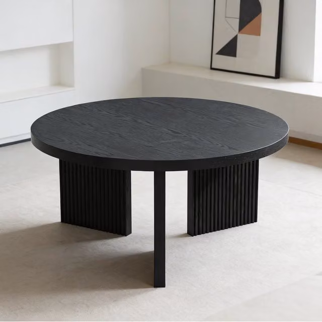 Tavolino da caffè rotondo Minimal bianco effetto legno L: 80 cm, P: 80 cm, H: 45 cm – 1