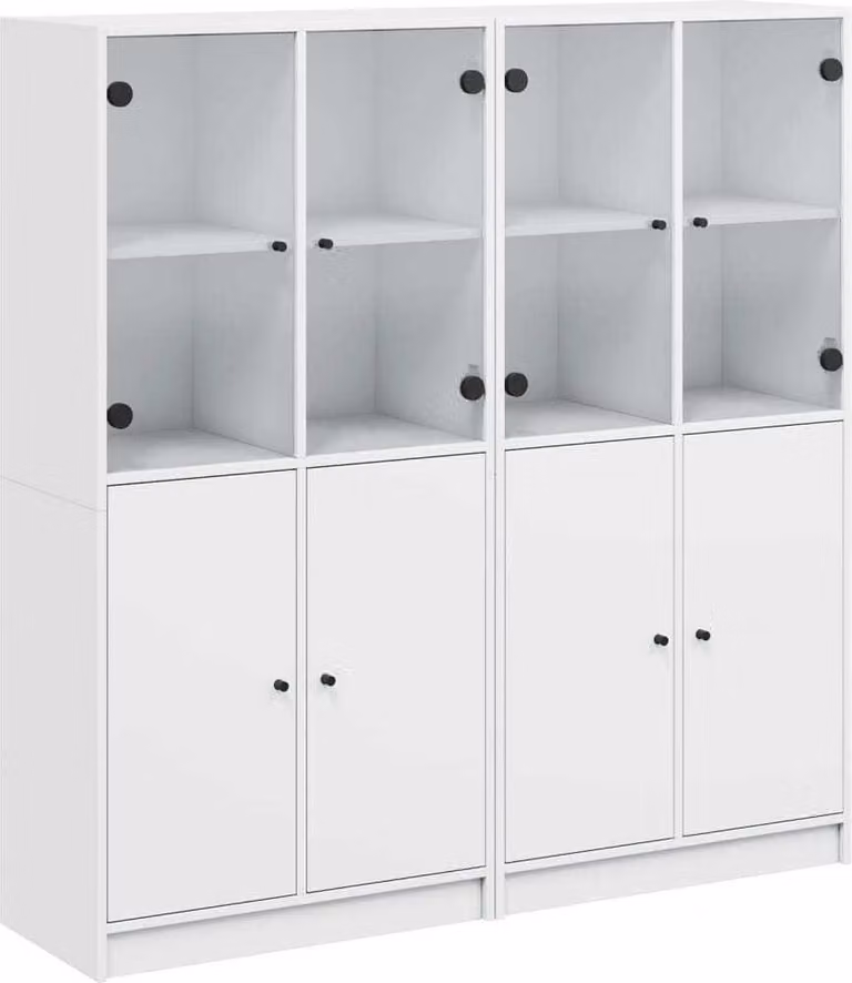 Libreria con Ante Bianca 136x37x142 cm in Legno Multistrato