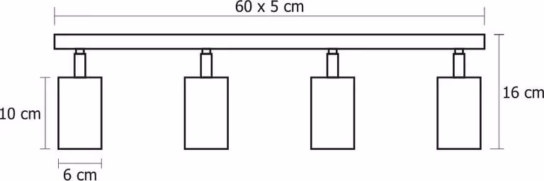 Lampada a sospensione moderna Loft Tuba 4L 06/4LC metallo nero 4 punti luce GU10 IP 20