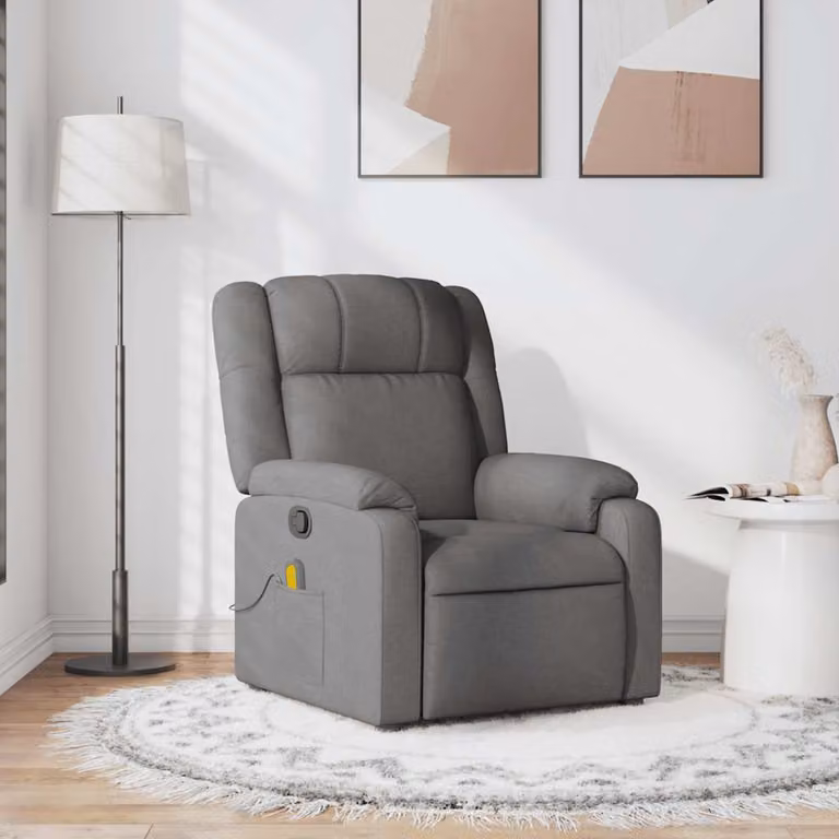 vidaXL Poltrona Relax Reclinabile Moderna in Tessuto Grigio con Braccioli